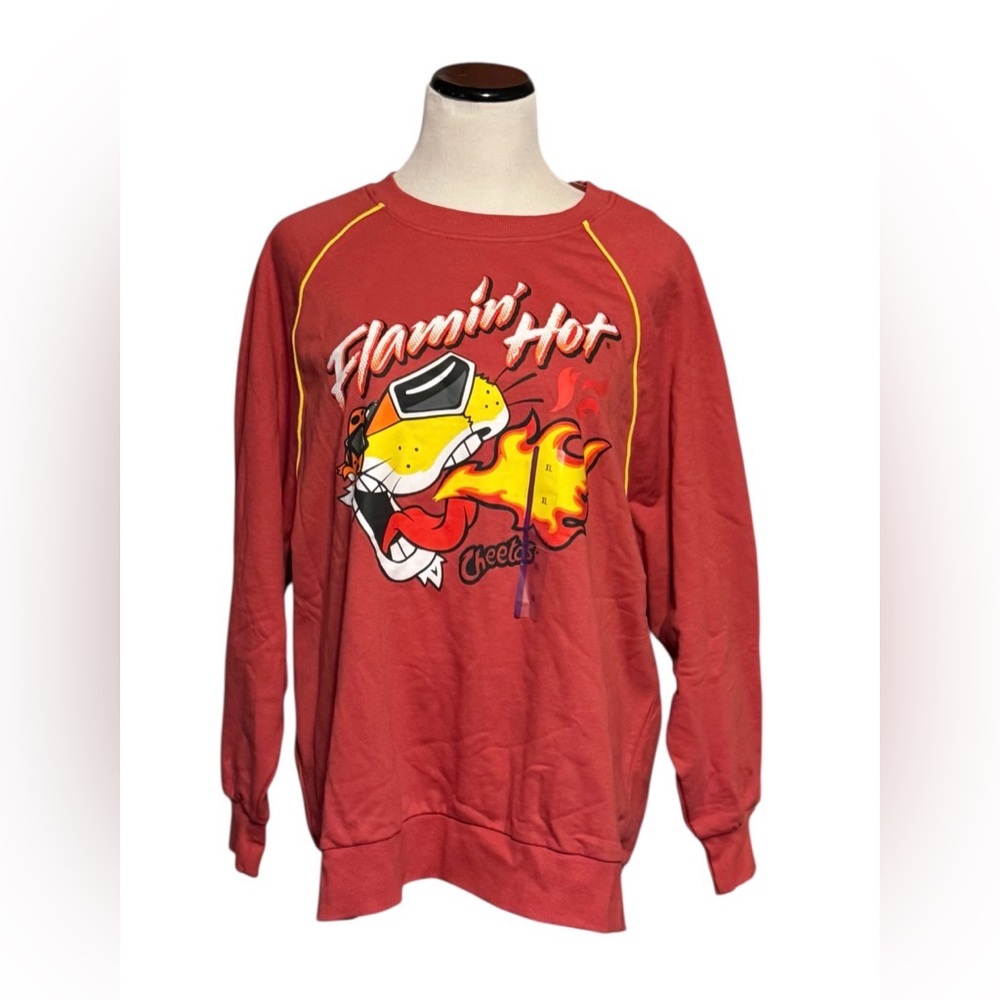 NWT Cheetos Chester Cheetah Flamin Hot Pullover Sweatshirt Size L Red